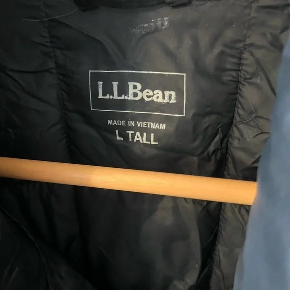 Vintage LL Bean Packable Puffer Jacket Mens Size Large Tall Black Snap Button - Picture 2 of 6